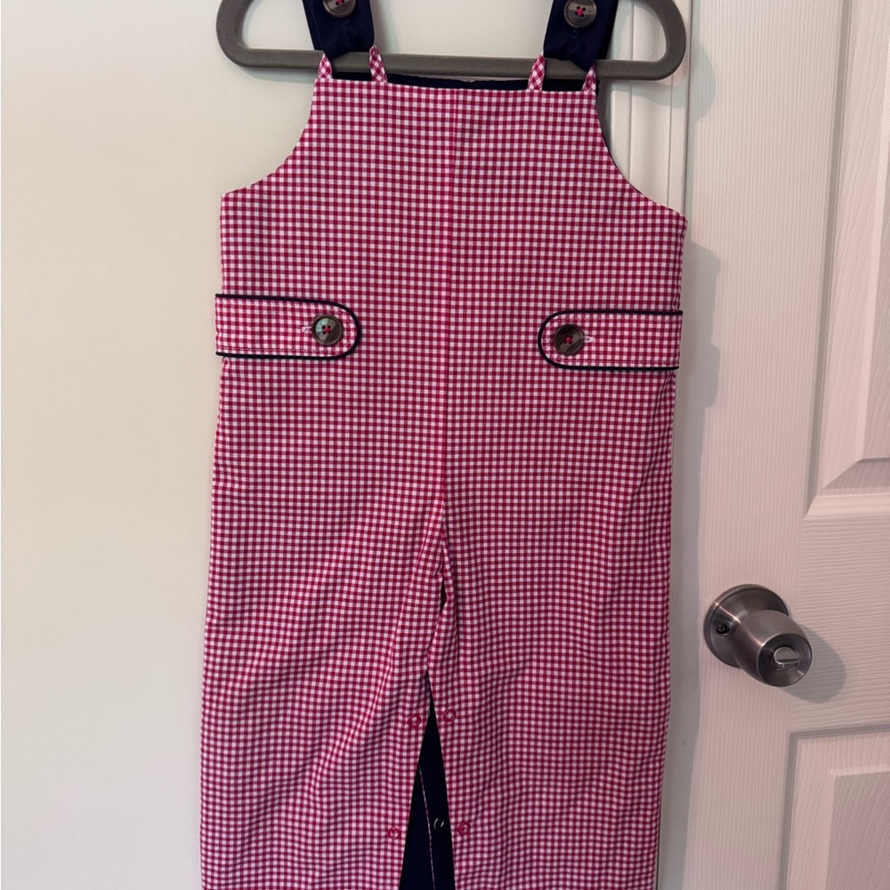 18m boys TBBC red and navy gingham longall